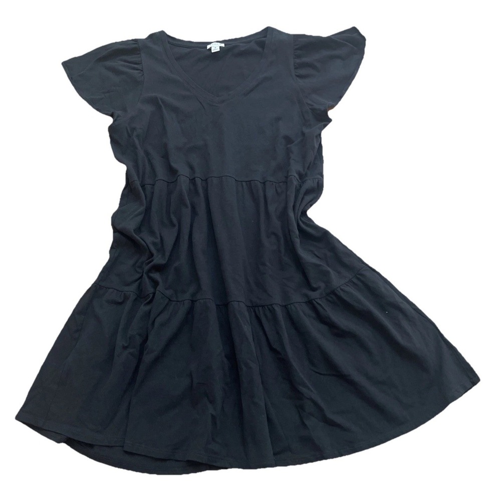 J Crew Black Dress Women's Size M Short Sleeve Black A-Line‎ Stretch